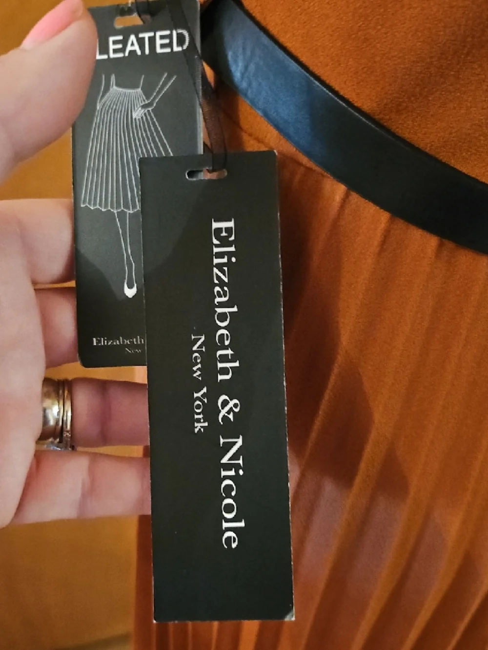 Women's Pleated Midi Dress in Rust Orange - Picture 3 of 4